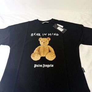 Palm Angels Black T-Shirt with Bear Graphic